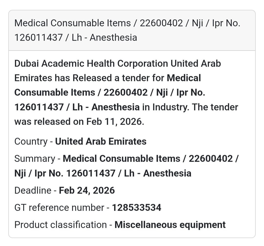 🏥 Medical Consumable Items – LH Anesthesia (22600402)