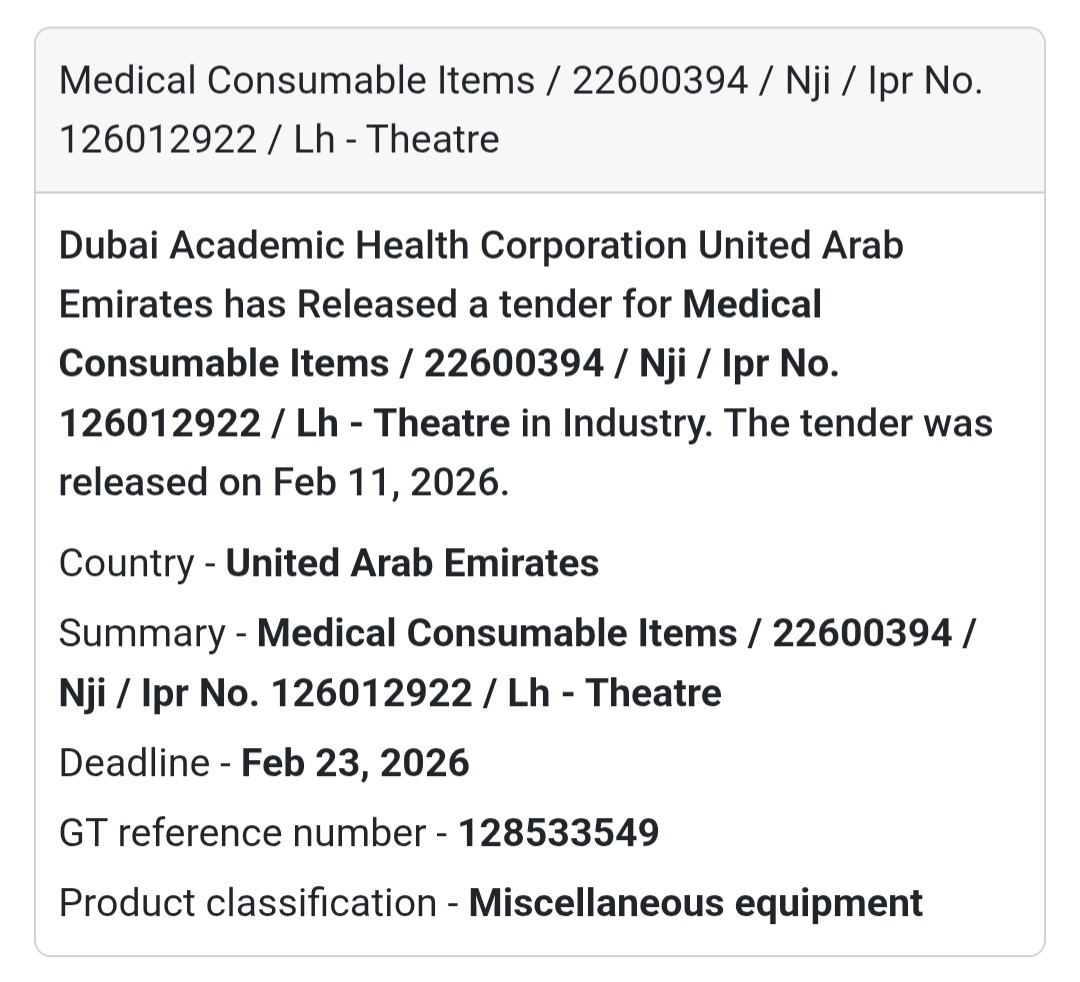🏥 Medical Consumable Items – LH Theatre (22600394)