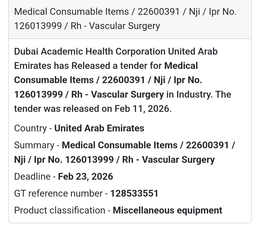 🏥 Medical Consumable Items – Vascular Surgery (RH)