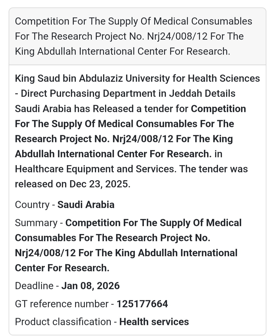 🏥 Medical Consumables – KAICR Research Project