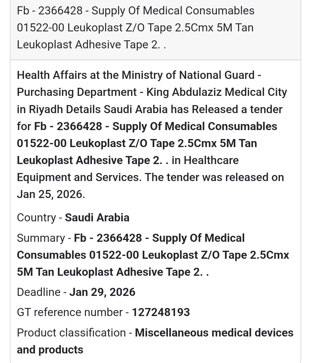🏥 Medical Consumables – Leukoplast Adhesive Tape