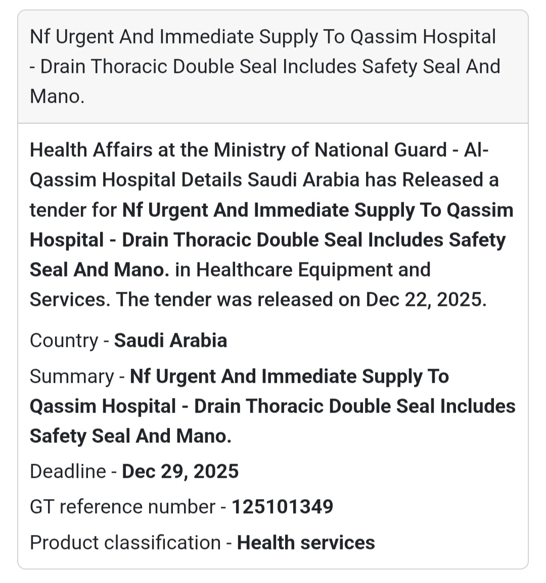 🫁 Medical Consumables – Saudi Arabia 🇸🇦