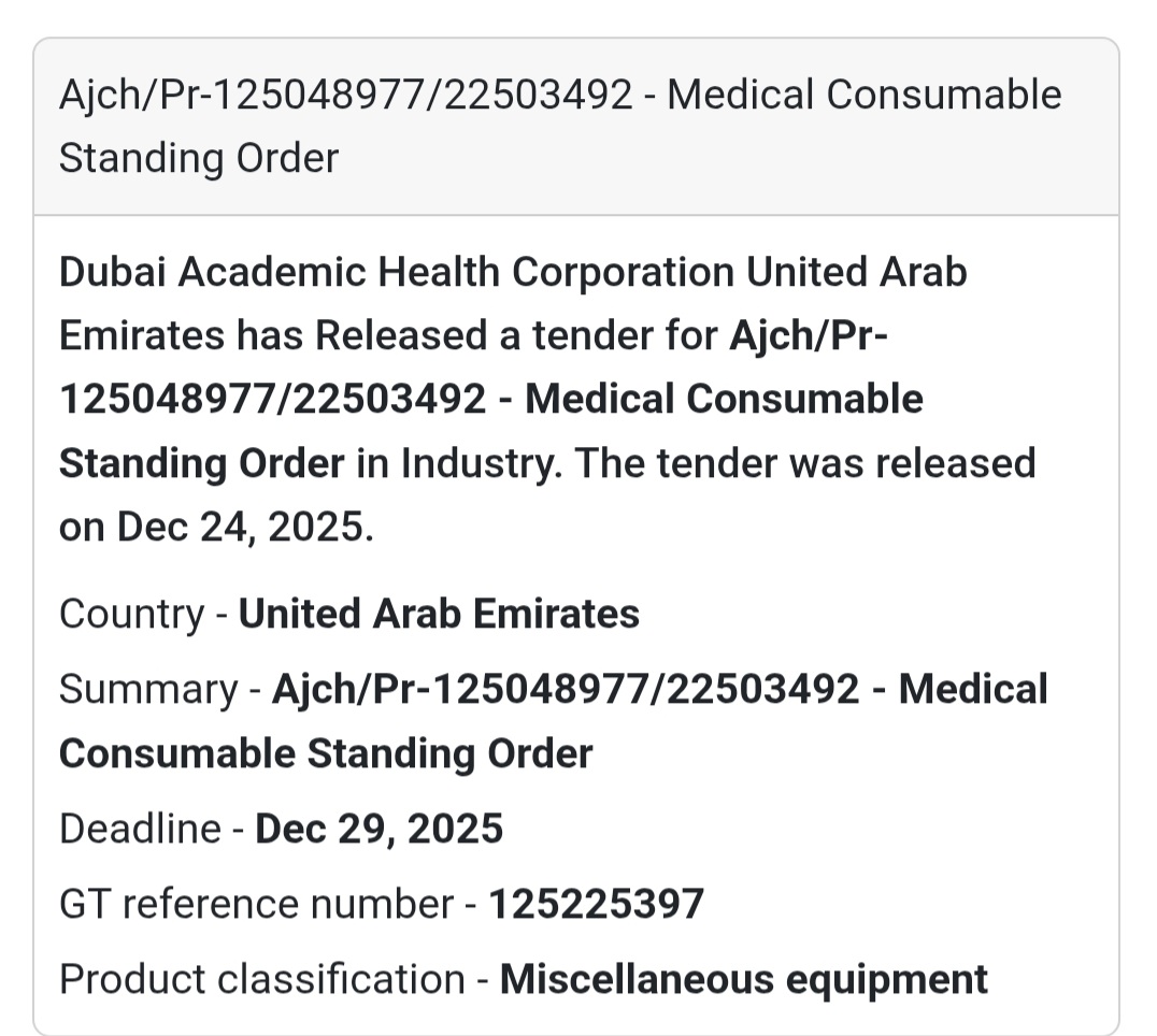 🏥 Medical Consumables Standing Order | UAE 🇦🇪
