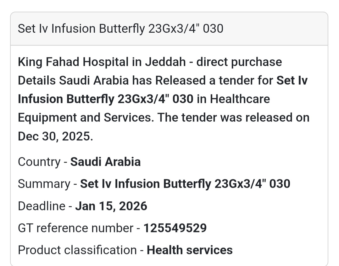🩹 Medical Consumables Tender
