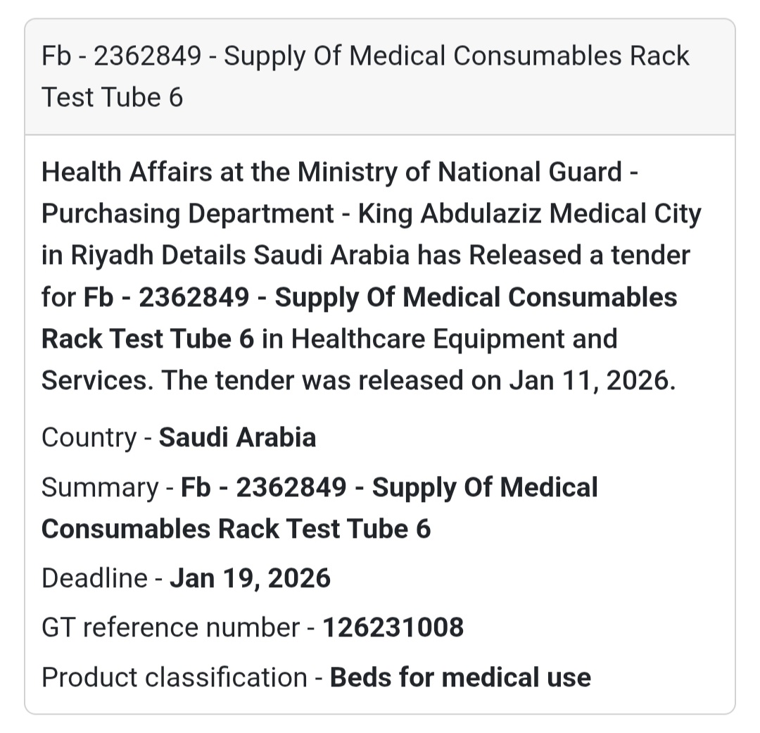 🧪 MEDICAL CONSUMABLES – TEST TUBE RACK