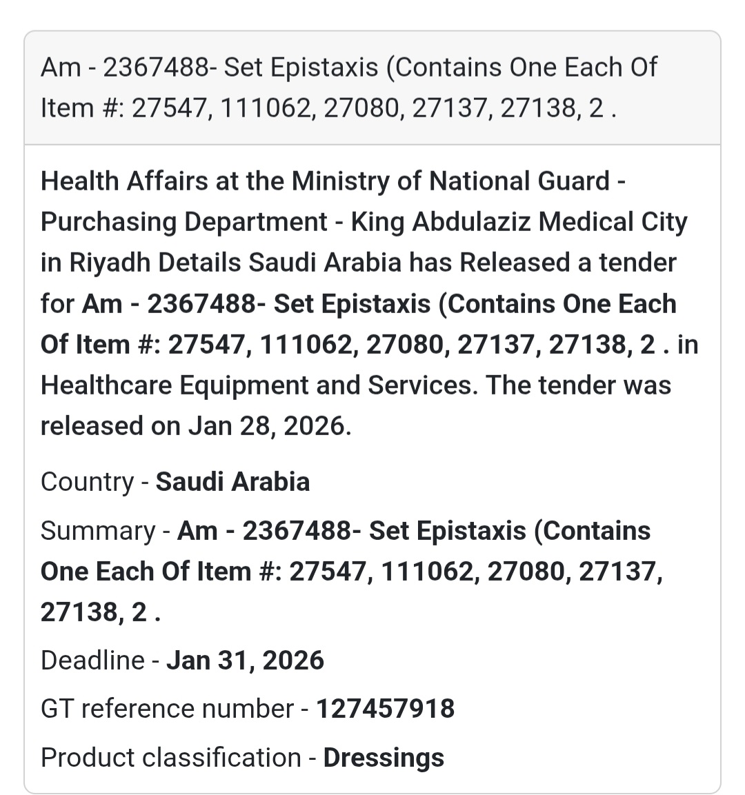 🩸 Medical Dressing Kits | Riyadh