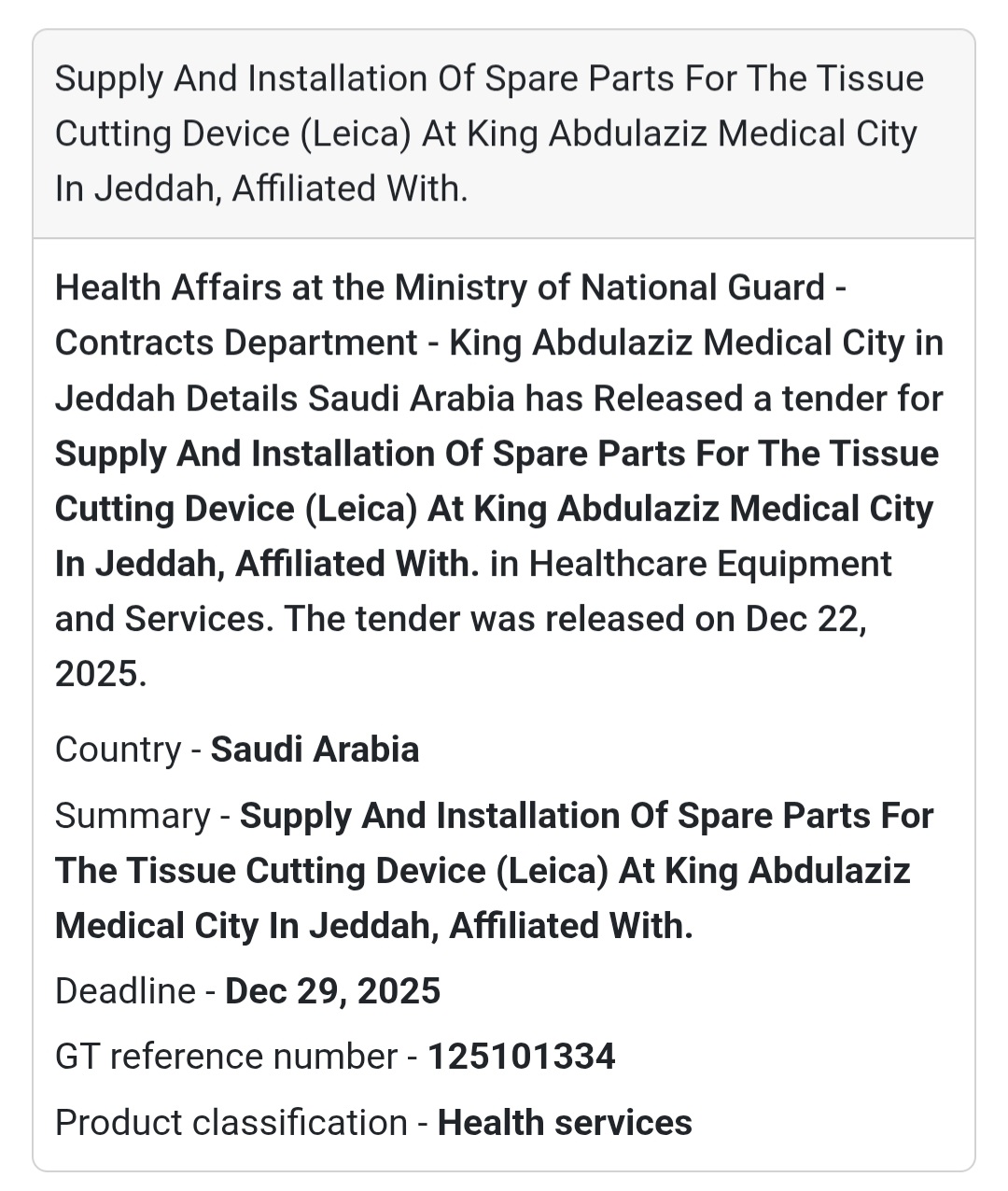 🧬 Medical Equipment Maintenance – Saudi Arabia 🇸🇦