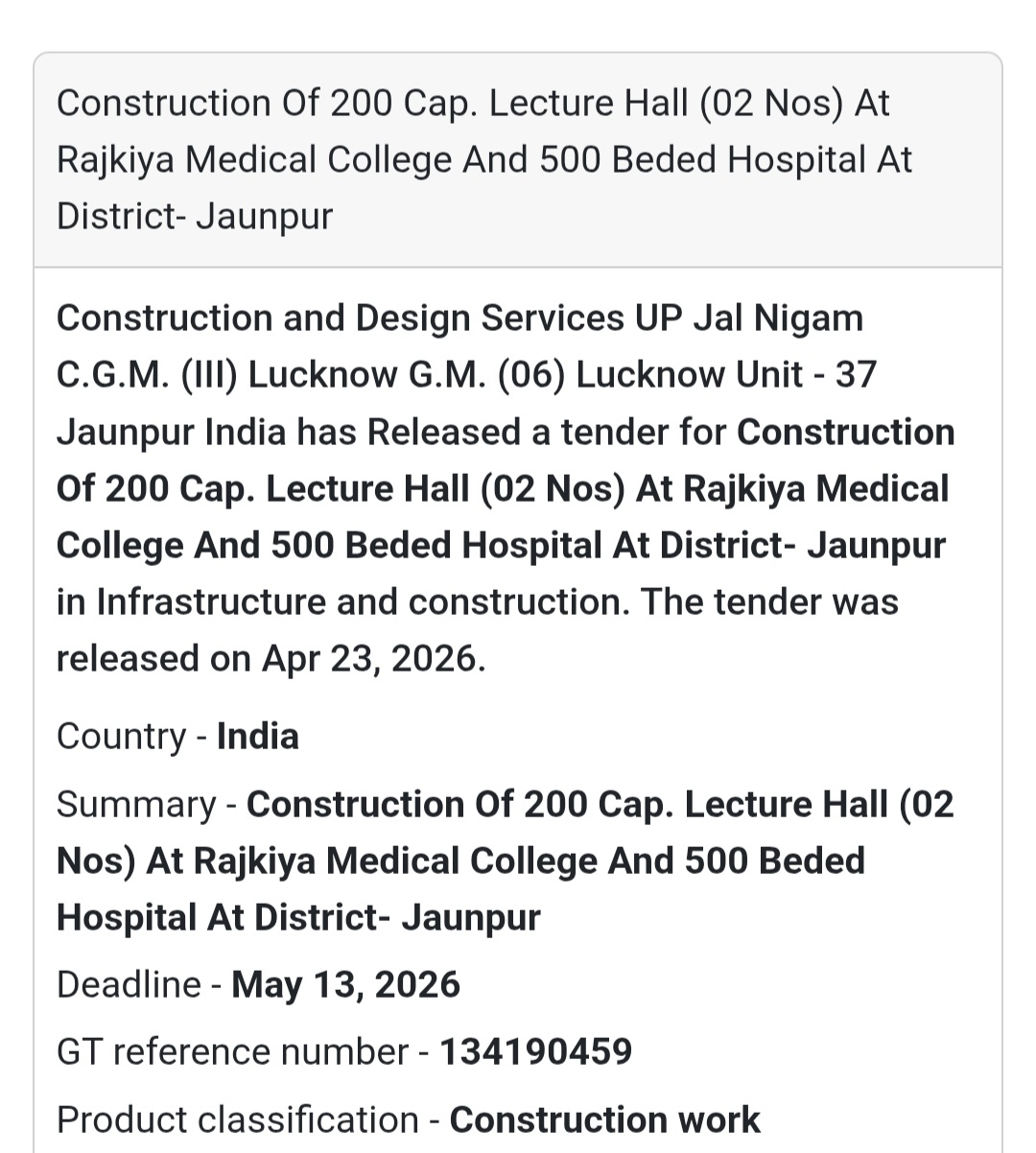 🏥 Medical Infrastructure Construction – Jaunpur