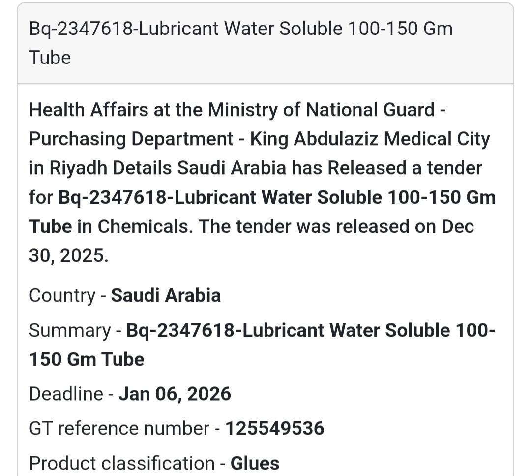 🧴 Medical & Laboratory Supplies Tender