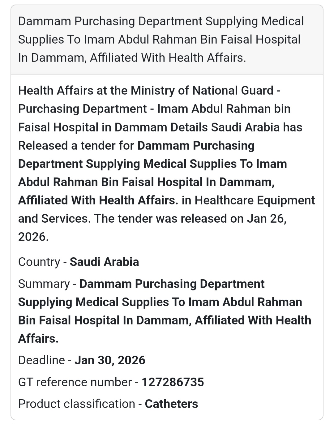 🩺 Medical Supplies – Catheters (Dammam)