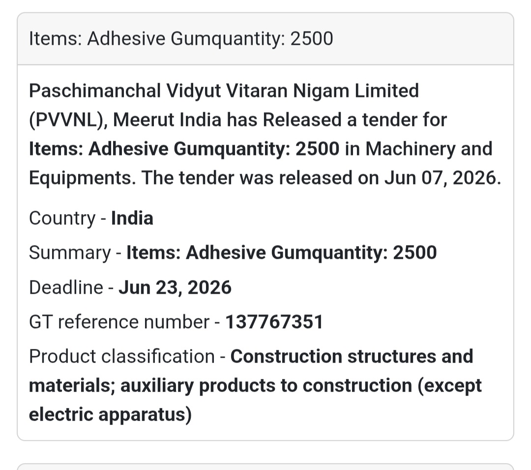 📍 Meerut, Uttar Pradesh | Adhesive Gum Supply