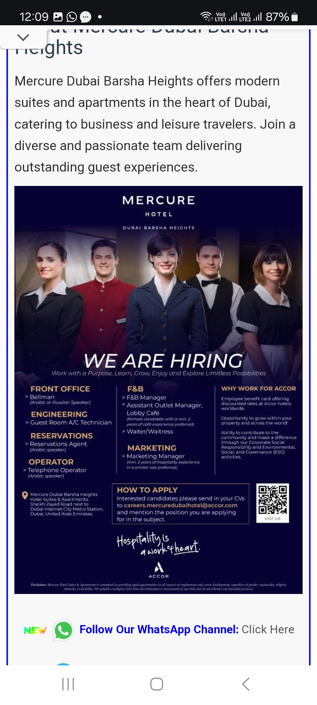 🌟 Mercure Hotel Dubai – Barsha Heights is Hiring for 2025! 🌟