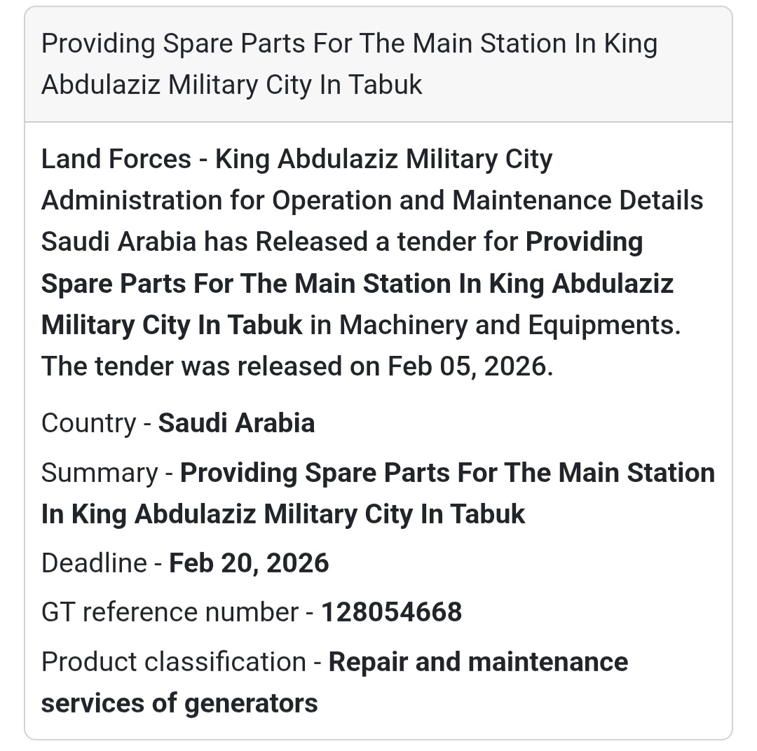 ⚙️ Military Infrastructure Spare Parts