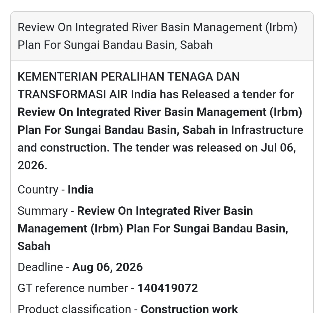 🌊 Ministry of Energy Transition & Water Transformation Tender | Malaysia