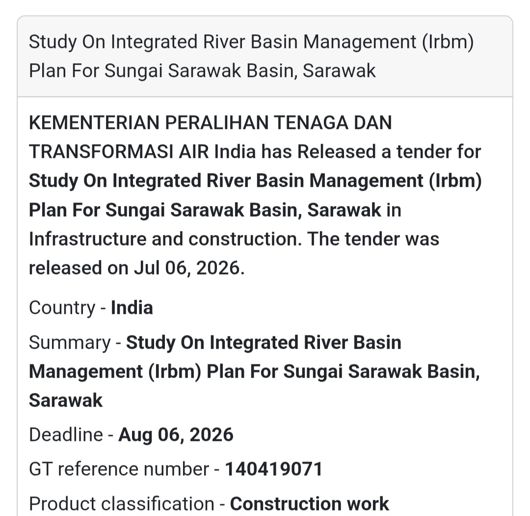 🌊 Ministry of Energy Transition & Water Transformation Tender | Malaysia