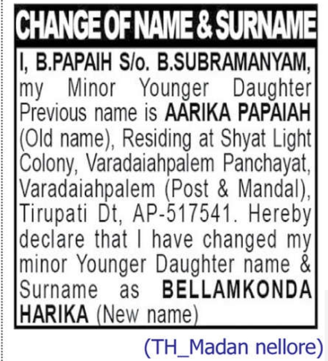 ✨ Minor Child Name and Surname Change Declaration