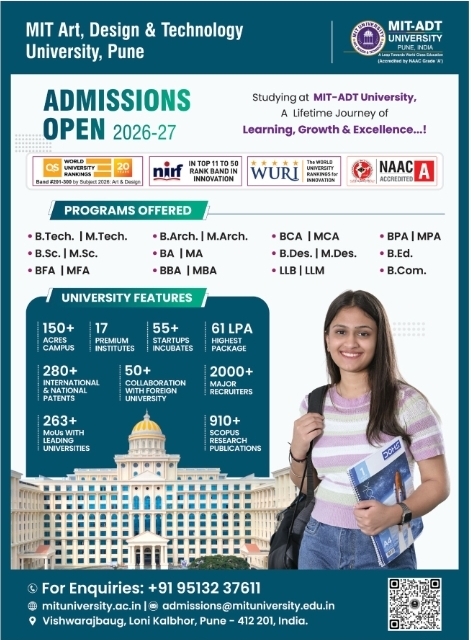 🎓 MIT-ADT University Pune – Admissions Open 2026-27