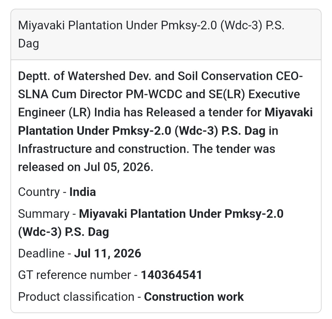 🌳 Miyawaki Plantation under PMKSY-2.0 (WDC-3) – P.S. Dag 🌱