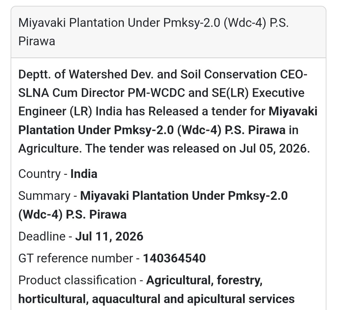 🌳 Miyawaki Plantation under PMKSY-2.0 (WDC-4) – P.S. Pirawa 🌱