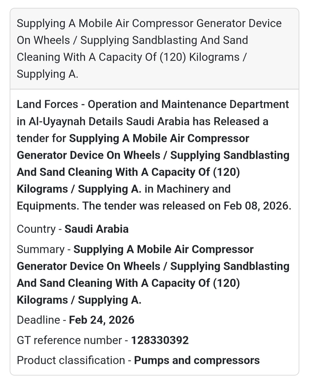 🚜 Mobile Air Compressor & Sandblasting Unit