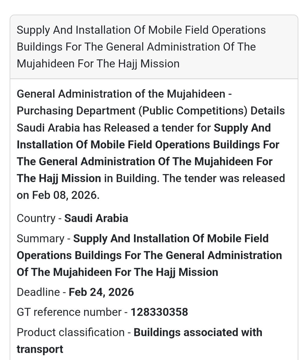 🏗 Mobile Field Operations Buildings – Hajj Mission