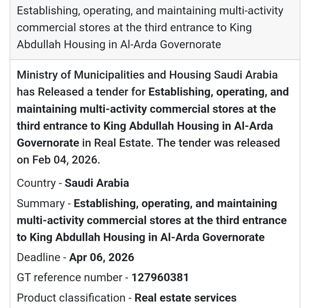 🏬 Multi-Activity Commercial Stores – King Abdullah Housing (Third Entrance)