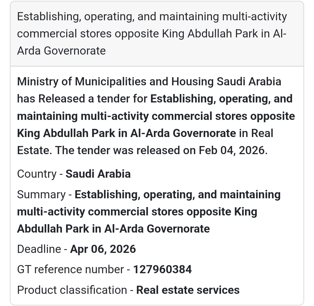 🏬 Multi-Activity Commercial Stores – Opposite King Abdullah Park