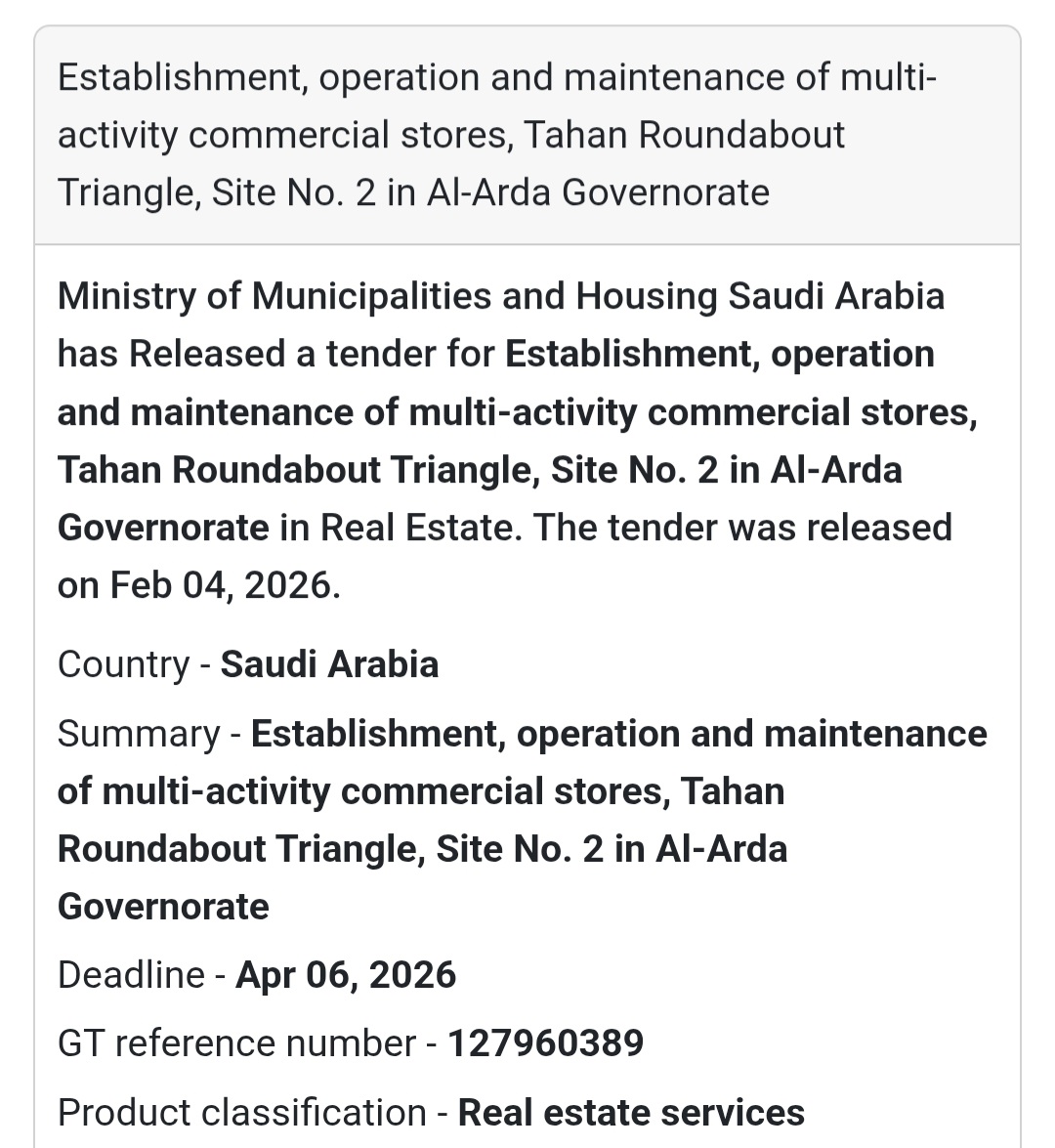 🏬 Multi-Activity Commercial Stores – Tahan Roundabout Triangle (Site 2)