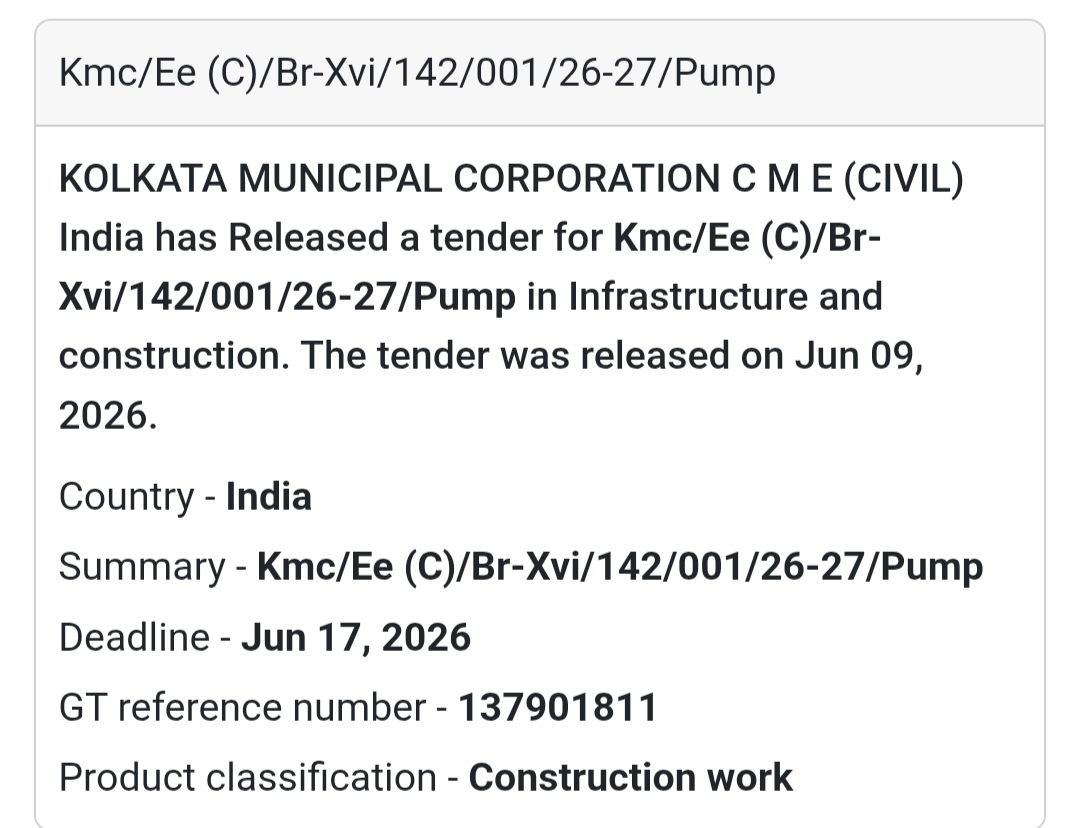 ⚙️ Municipal Pump Infrastructure Development Work | 📍 Kolkata, West Bengal