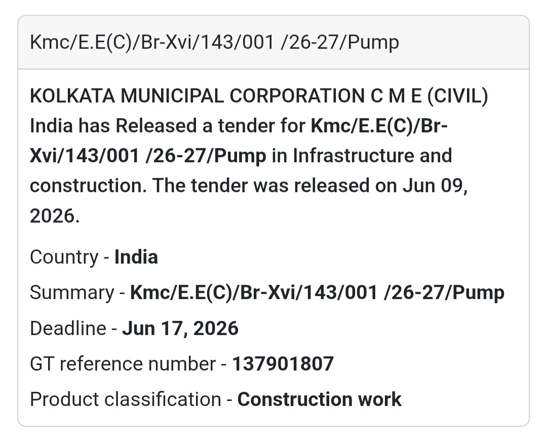 🚿 Municipal Pump Infrastructure Work | 📍 Kolkata, West Bengal