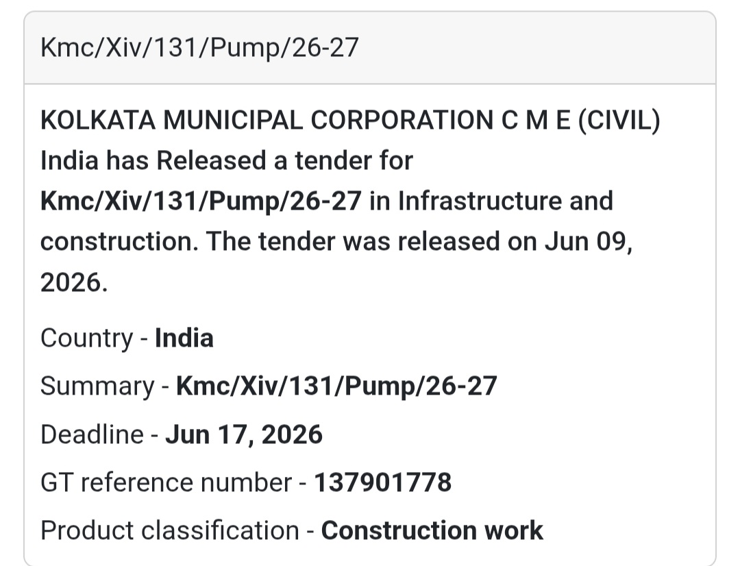 🚿 Municipal Pumping Infrastructure Project | 📍 Kolkata, West Bengal