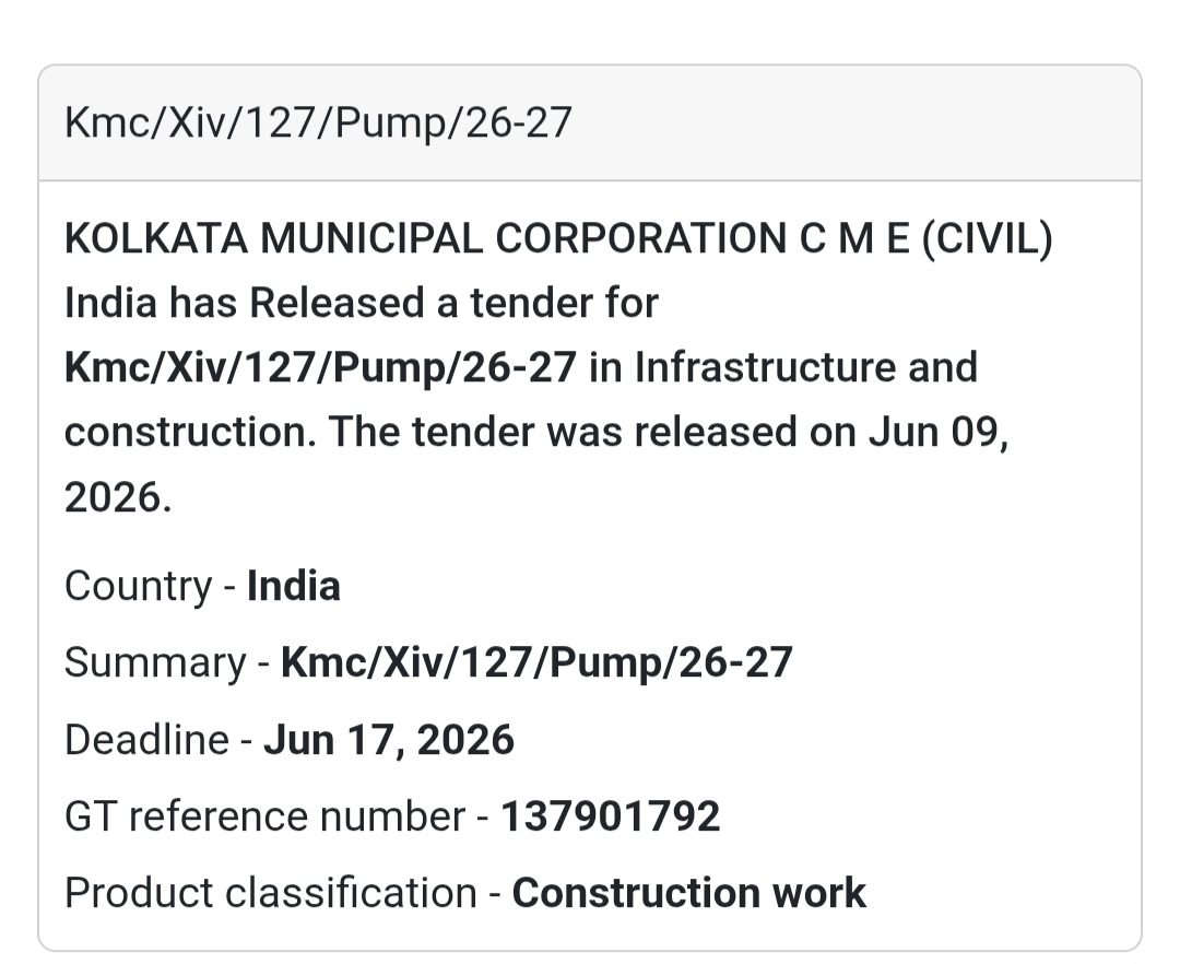 🚿 Municipal Pumping Infrastructure Project | 📍 Kolkata, West Bengal