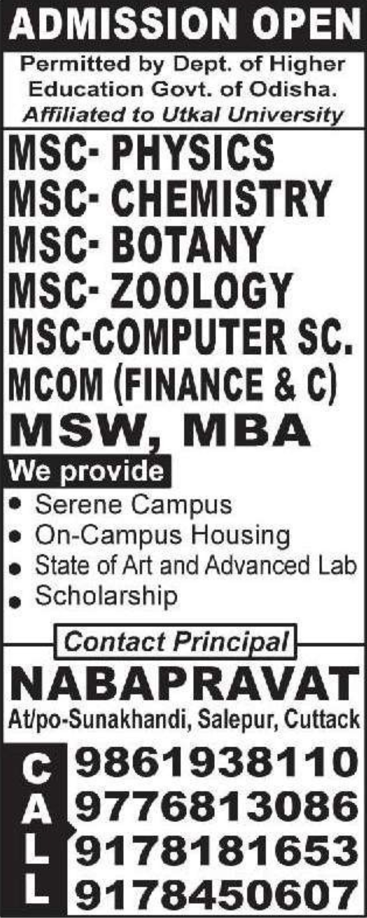 🎓 Nabapravat College, Salepur – PG AdmissionsNabapravat College, Salepur, Cuttack