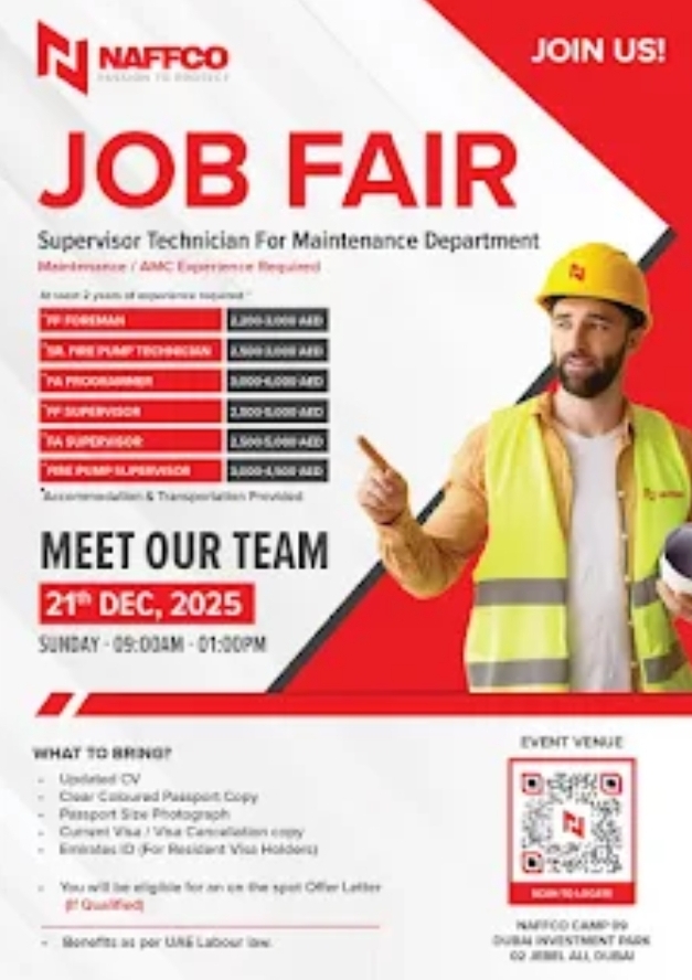 🔥 NAFFCO JOB FAIR – IMMEDIATE HIRING | DUBAI 🔥
