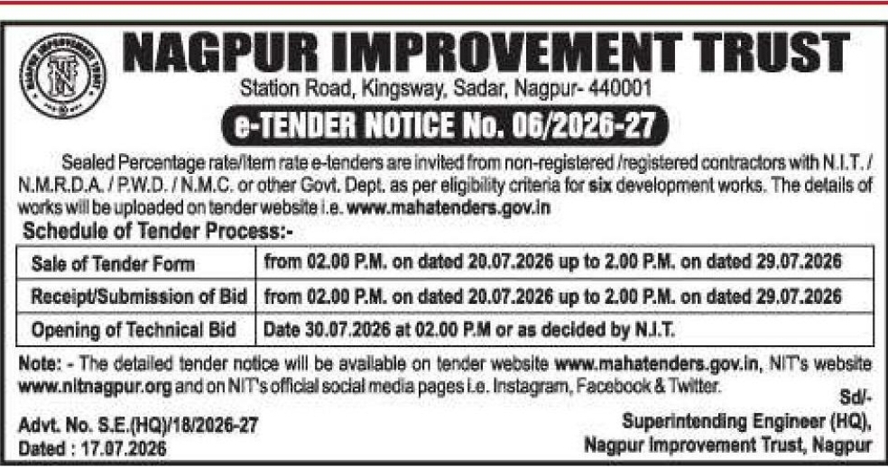 🏗️ Nagpur Improvement Trust E-Tender Notice