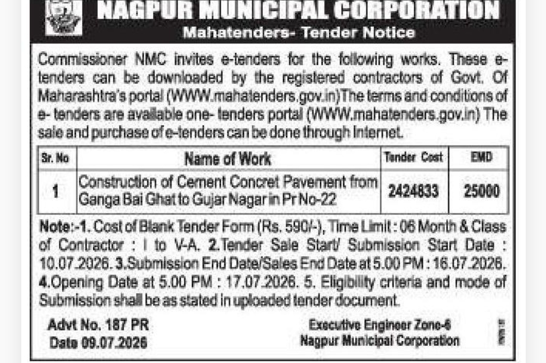 🏗️ Nagpur Municipal Corporation – Tender Notice