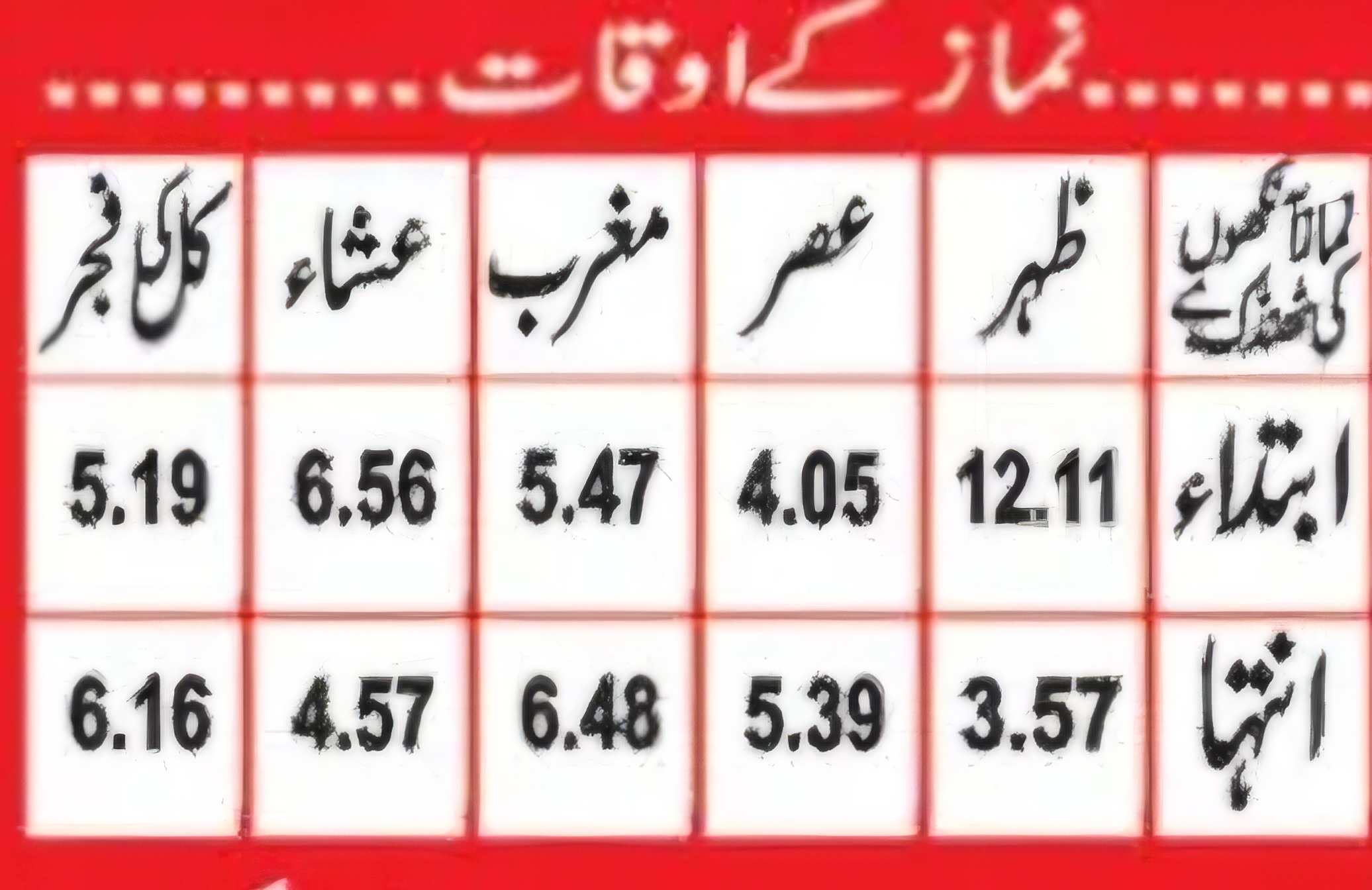 MUSLIM PRAYERS TIMINGS