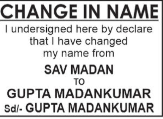 📝 Name Change Notice – Gupta Madankumar