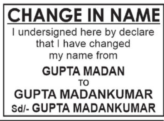 📝 Name Change Notice – Gupta Madankumar