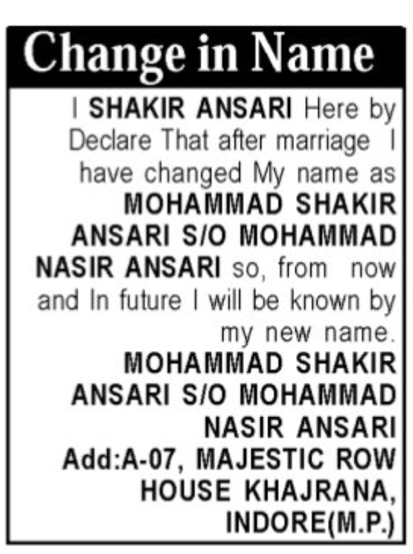 📢 Name Change Notice – Mohammad Shakir Ansari