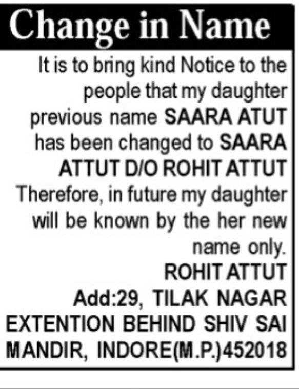 📢 Name Change Notice – Saara Attut