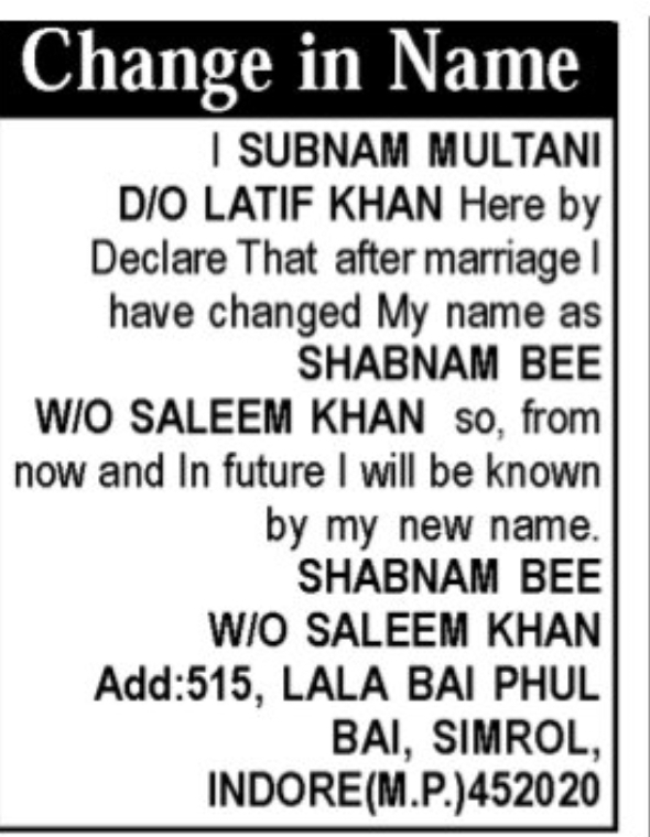 📝 Name Change Notice – Shabnam Bee