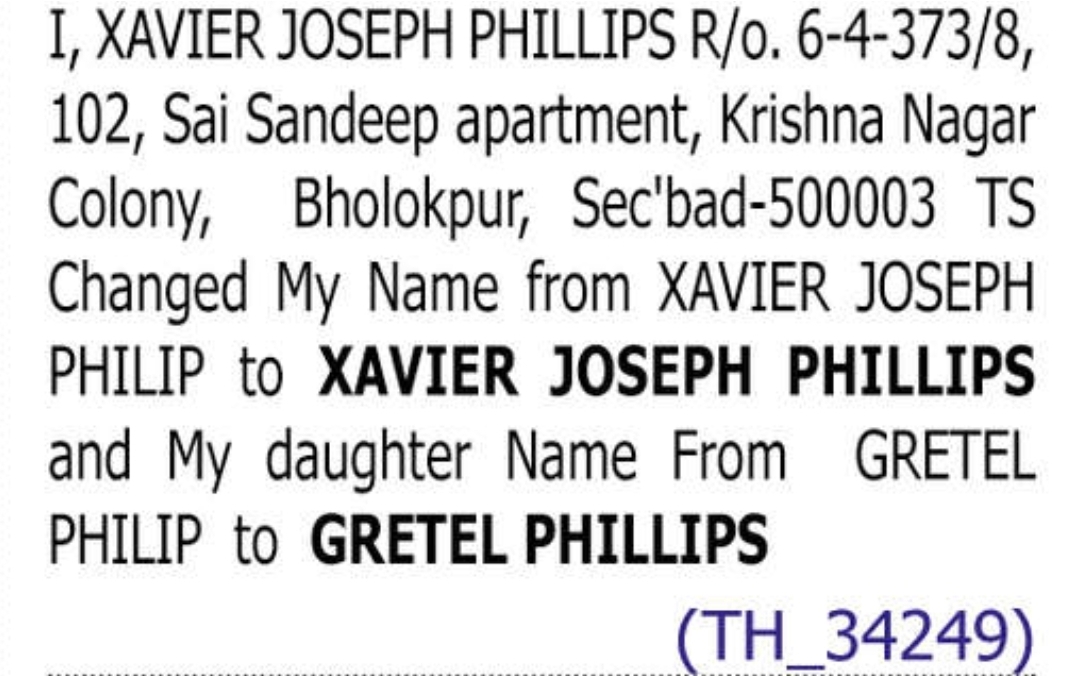Name change notice - Xavier