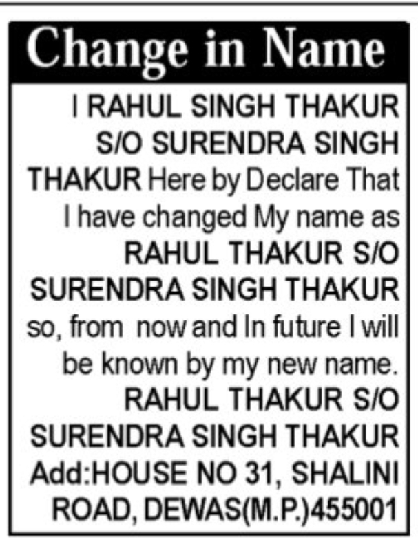 📢 Name Change Notice- Rahul Thakur
