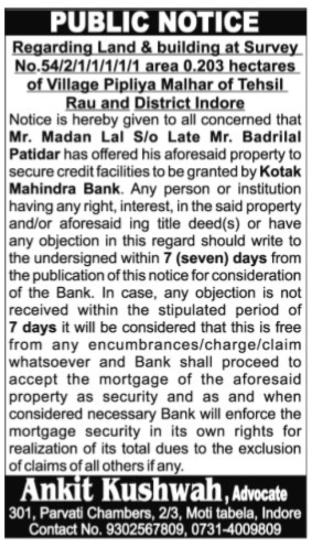 📢 Public Notice - Property Mortgage