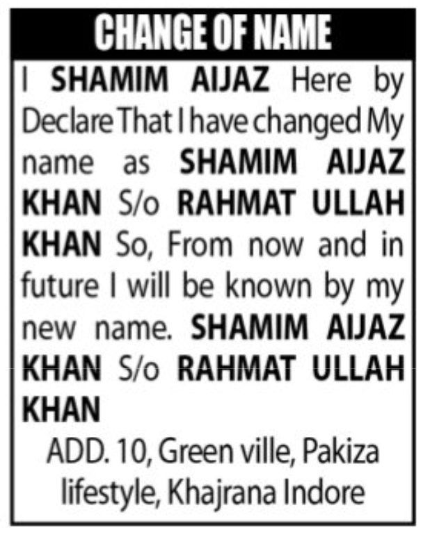 📢 Name Change Notice- Shamim Aijaz Khan