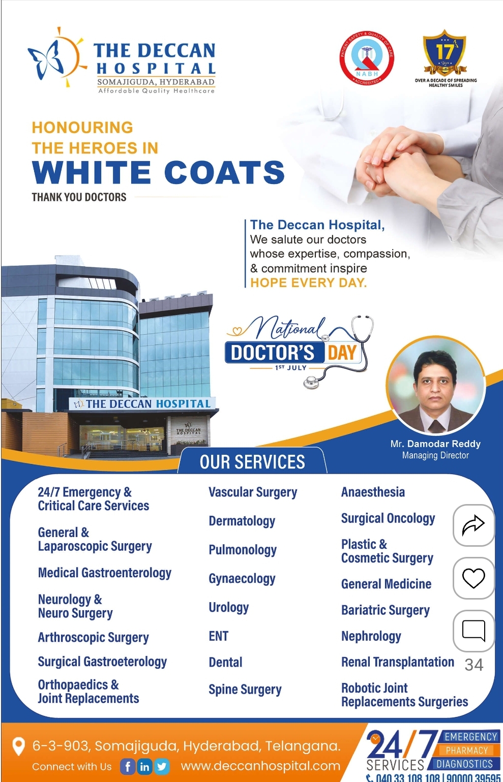 🏥 NATIONAL DOCTOR'S DAY – THE DECCAN HOSPITAL