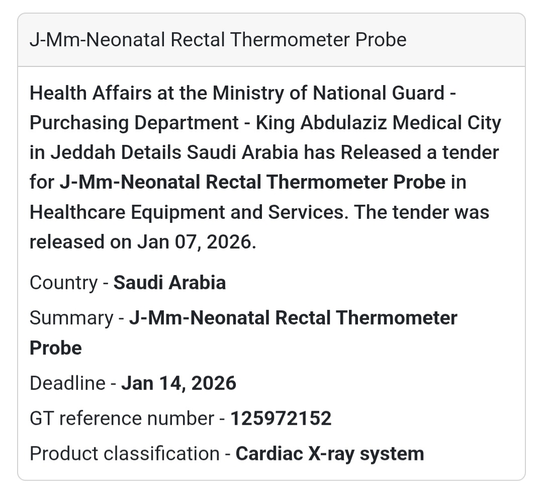 🌡️ Neonatal Rectal Thermometer Probe