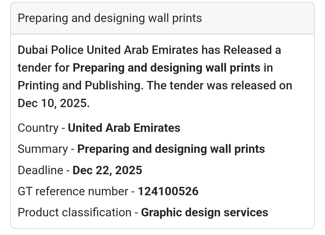 📢 New GDS Tender Alert – UAE 🇦🇪