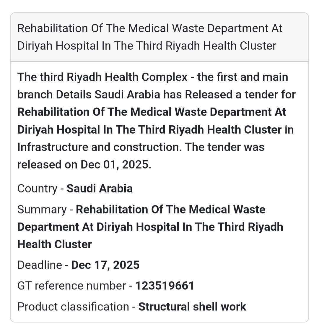 🚧 New Infrastructure Tender – Saudi Arabia 🇸🇦